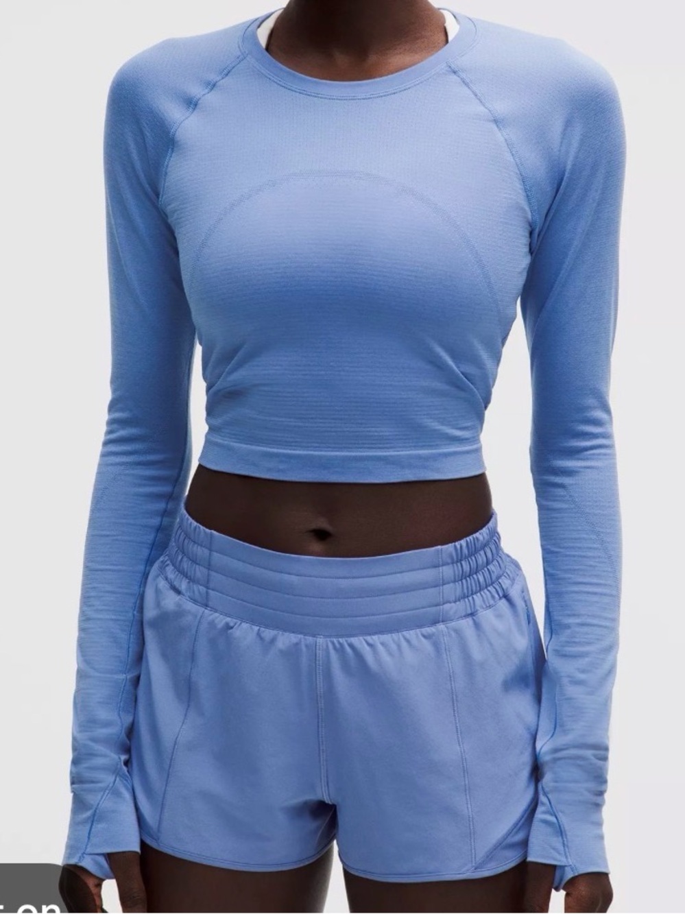 lululemon athletica Periwinkle Long-Sleeve Cropped Active Top